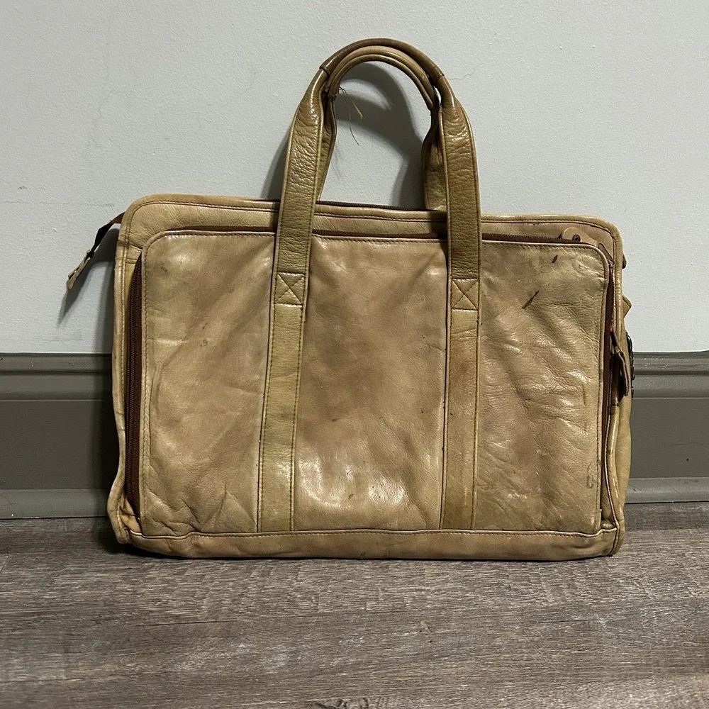 Vintage Wilsons Leather Briefcase Genuine Leather Tan Multi-Pocket Bag